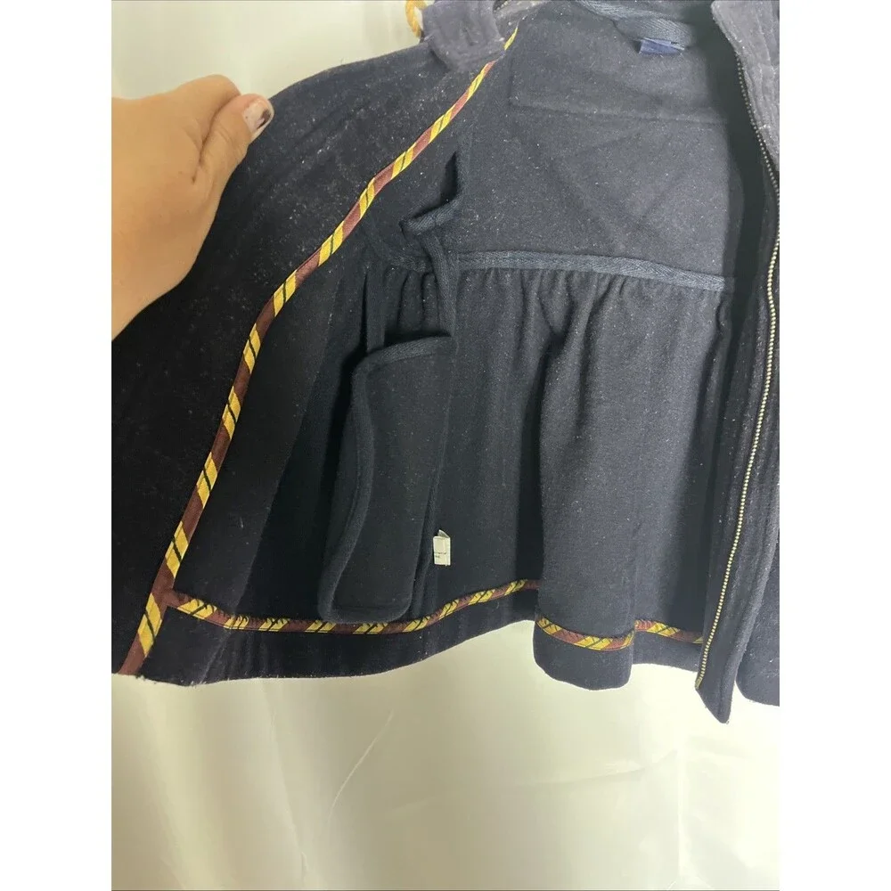 RALPH LAUREN Navy Blue Toggle Wool Blend Coat Hoodie Kids Sz 5 Classic